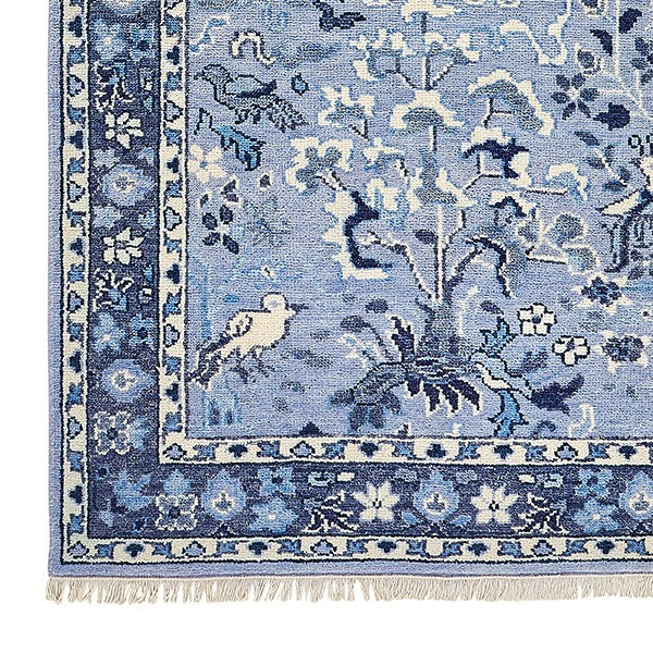 Aviary Rug in Blue and Ivory