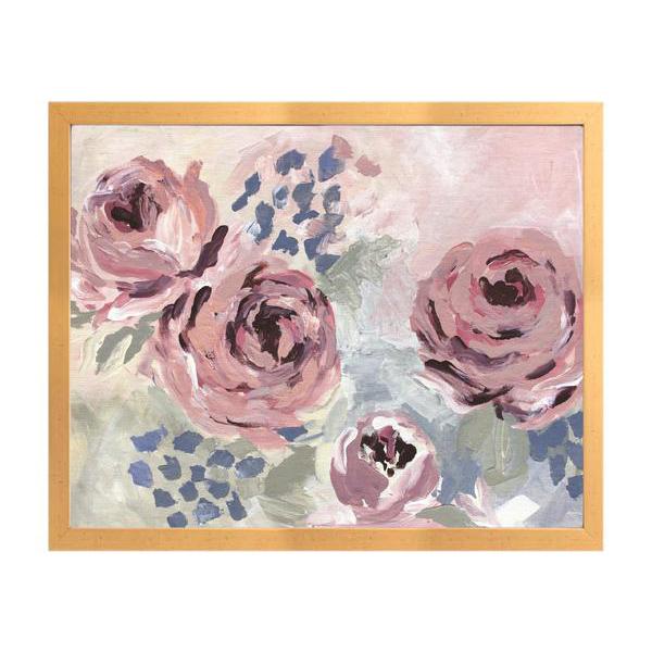 Serene Abstract Floral Art Print in Gold Frame