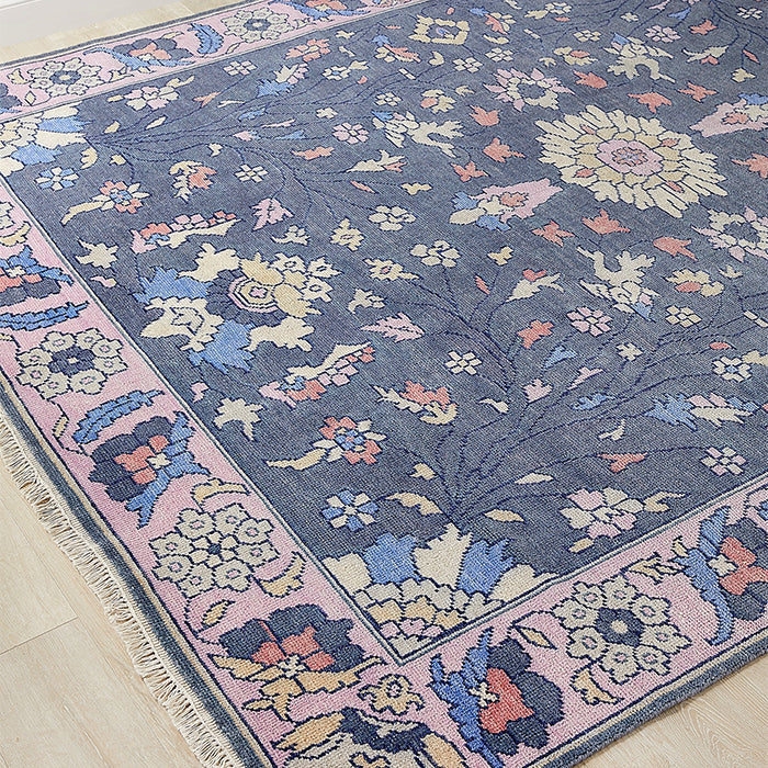 Floral Area Rug in Indigo Blue Olivia Design