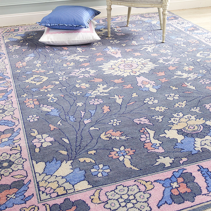 Olivia Floral Area Rug in Indigo