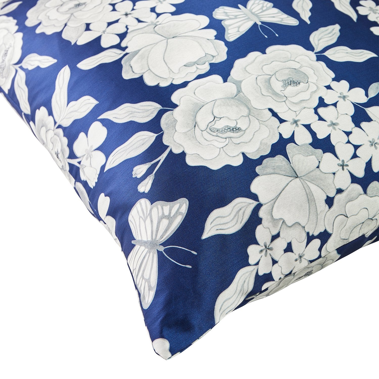 Papillon Butterfly Floral Pillow in Navy