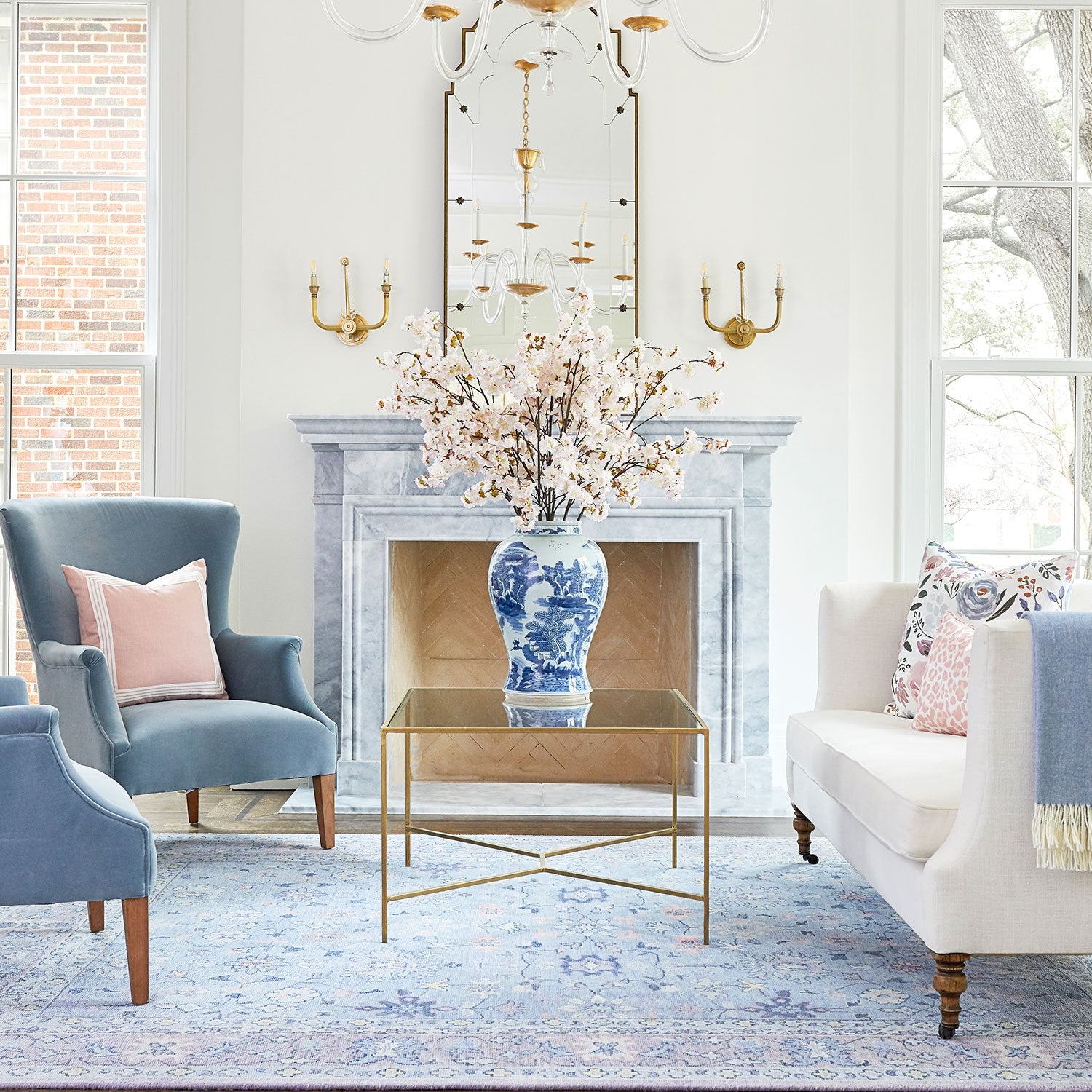 Blue Pasha Rug in Living Room