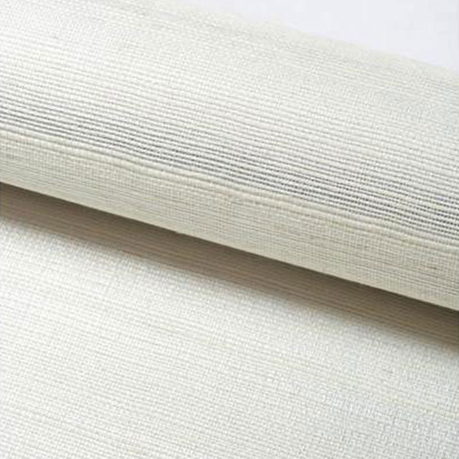 Detail of Grasscloth Wallpaper Texture in Pearl White on Roll