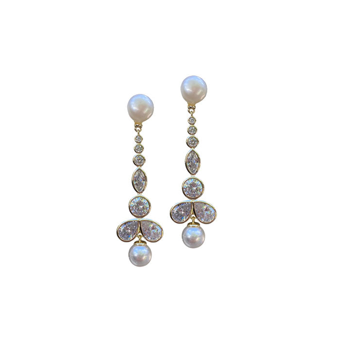 Pearl & Embellished Drops Earrings