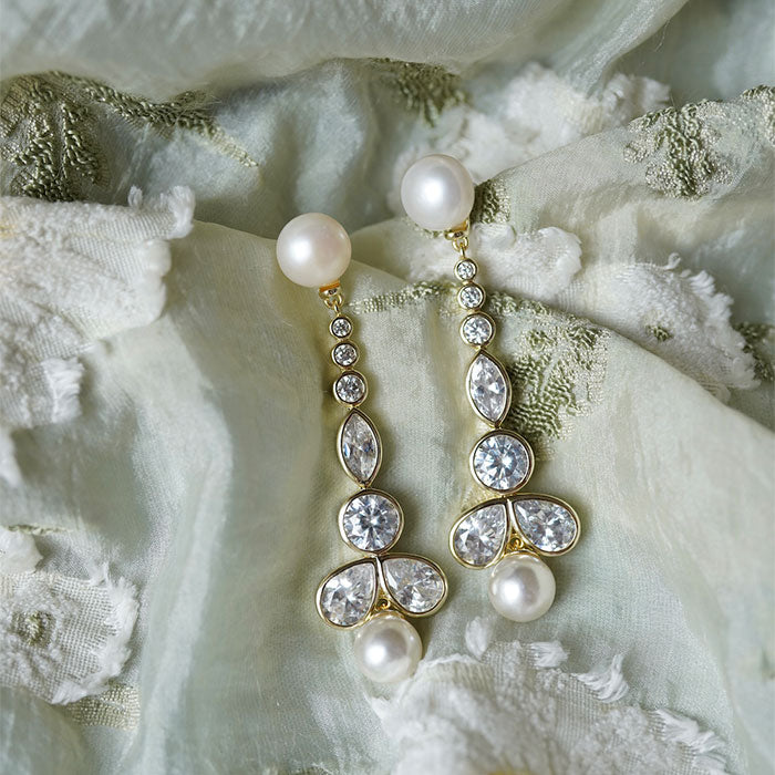 Pearl & Embellished Drops Earrings