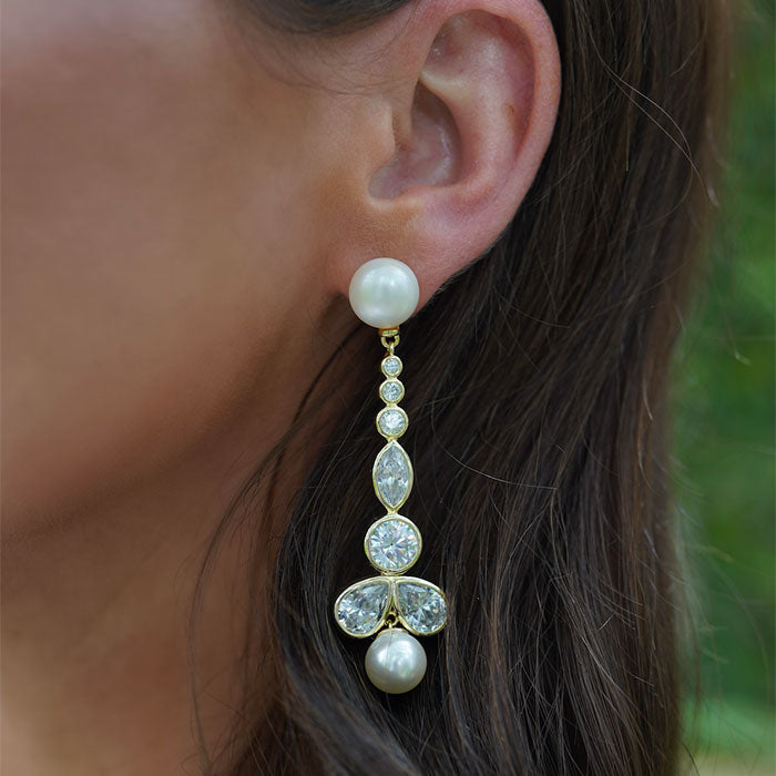 Pearl & Embellished Drops Earrings
