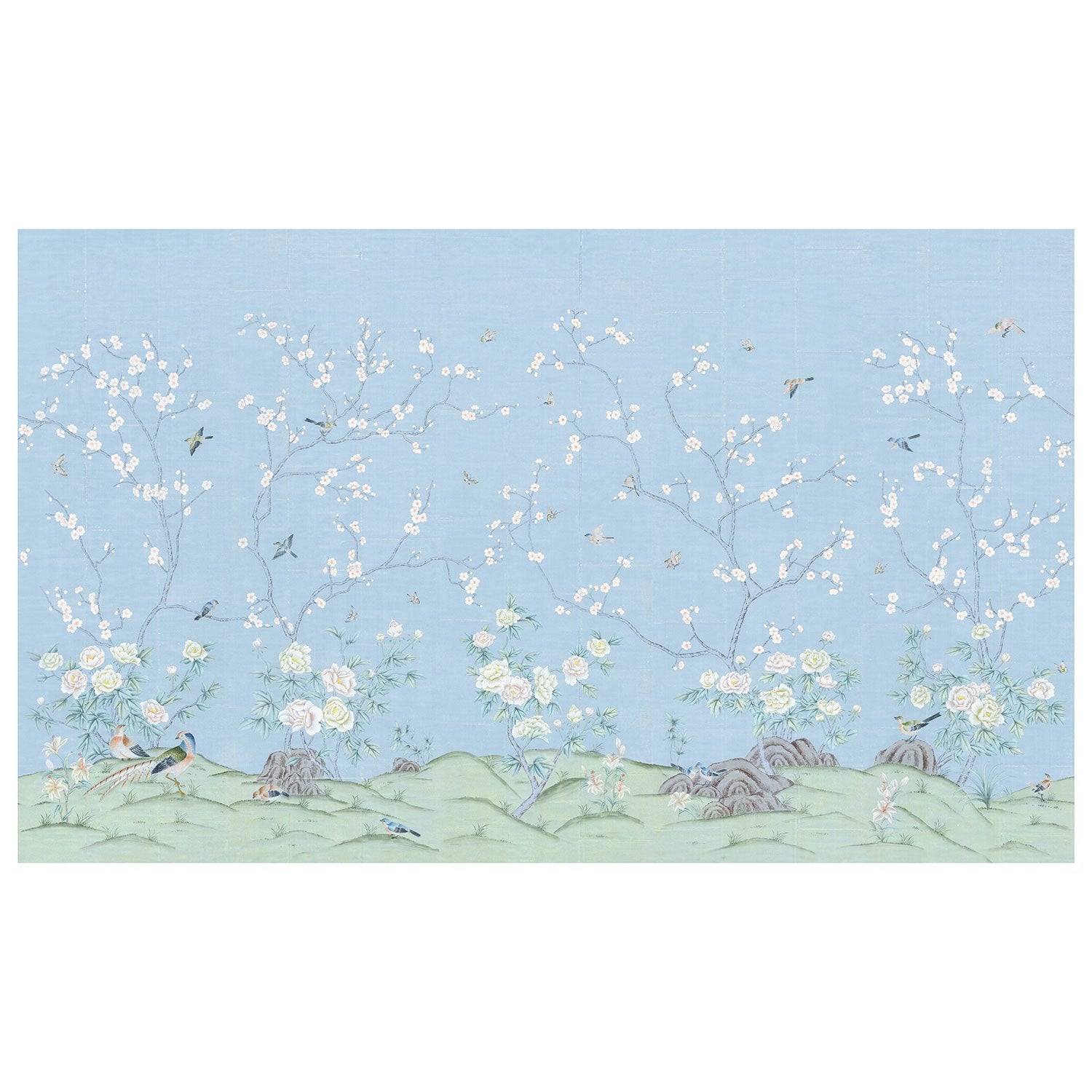 Pierre in Robins Egg Blue Chinoiserie Wallpaper Full Mural