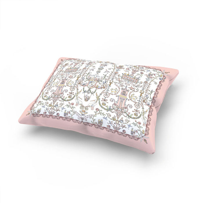 Pink Toile de Jouy Satin Pillow