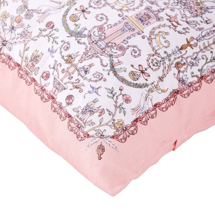Pink Toile de Jouy Satin Pillow Corner Detail