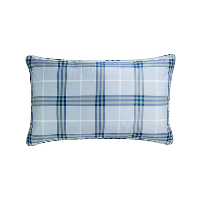 Phillipe Plaid in Silk Blue and Green Throw Pillow