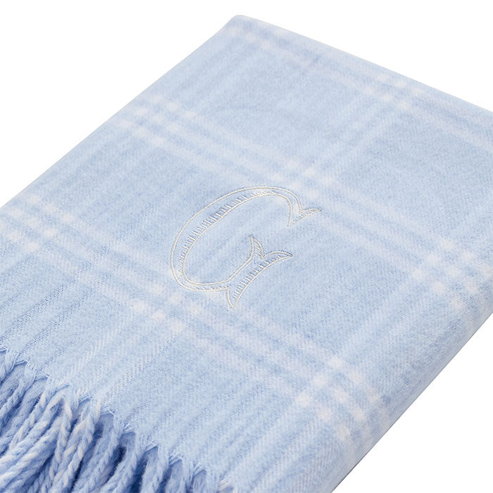 Perfect Plaid Baby Throw in Soft Blue
