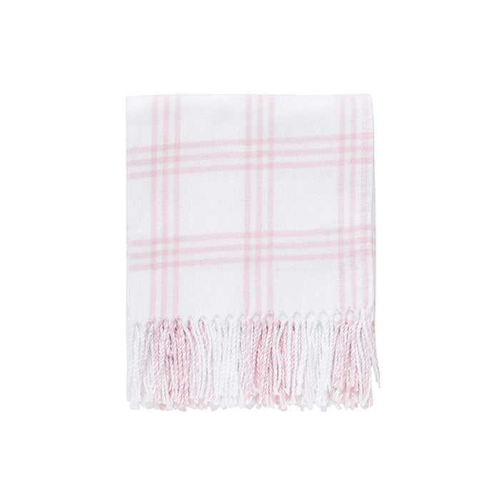 Perfect Plaid Baby Throw in White with Blush