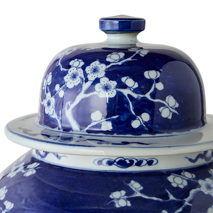 Chinese Porcelain Plum Tree Temple Jar