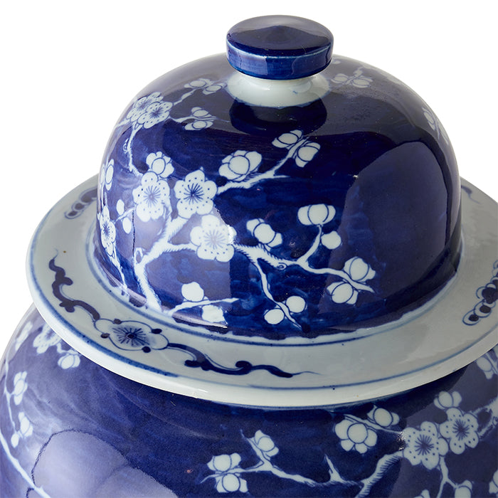 Lid of Blue and White Plum Tree Temple Jar