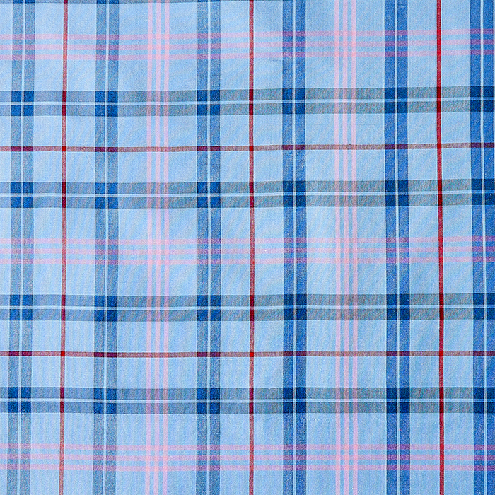 Blue Prescott Plaid Fabric in Silk