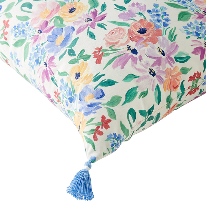Penelope Floral Outdoor Pillow with Tassels