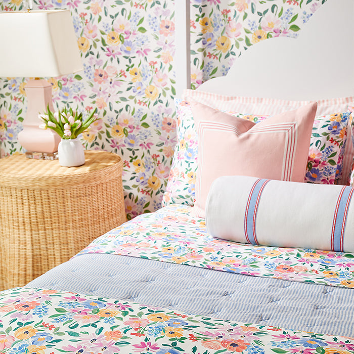 Penelope Bright Floral Wallpaper in Bedroom