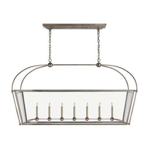 Riverside Linear Oversized Pendant Light in Antique Nickel