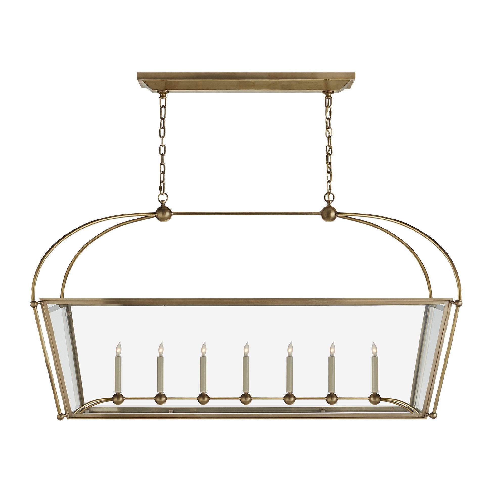 Riverside Linear Oversized Pendant Light in Antique Burnished Brass