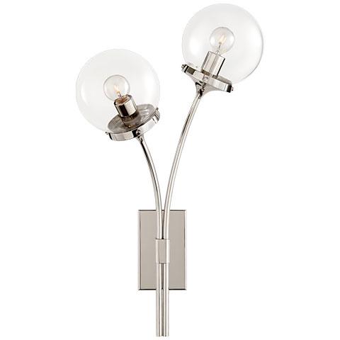 Prescott Left Sconce in Polished Nickel with Clear Glass