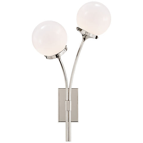 Prescott Left Sconce in Polished Nickel with White Glass