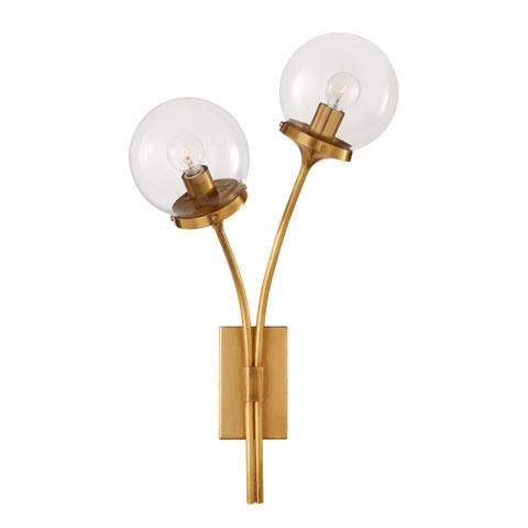 Prescott Left Sconce in Soft Brass with Clear Glass