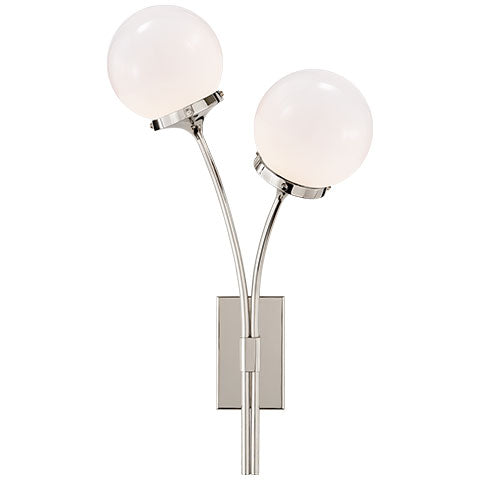 Prescott Right Sconce in Polished Nickel with White Glass
