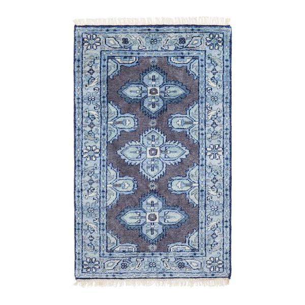 Kismet Area Rug in Steel Blue with Fringe