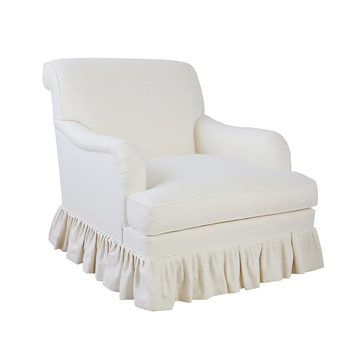 Lilac Scroll Back Chair with Ruffled Skirt
