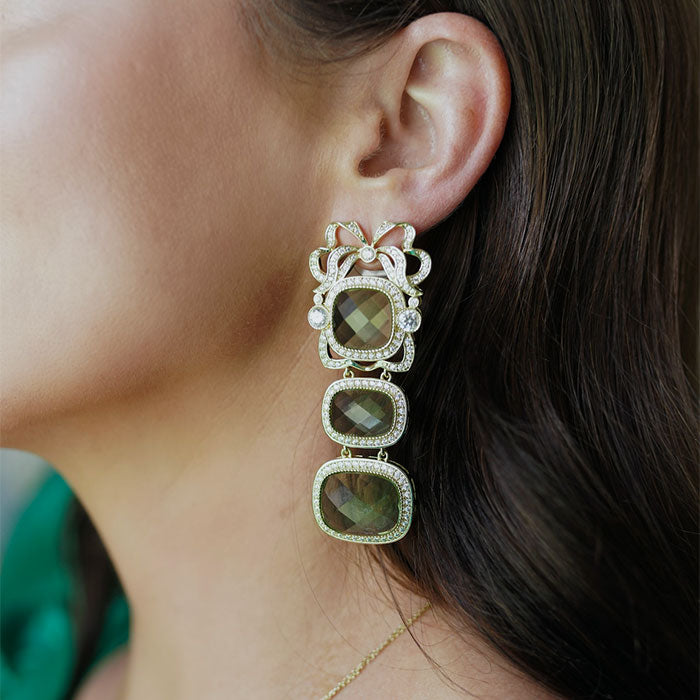 Sage Green Wreath & Bow Drop Earrings