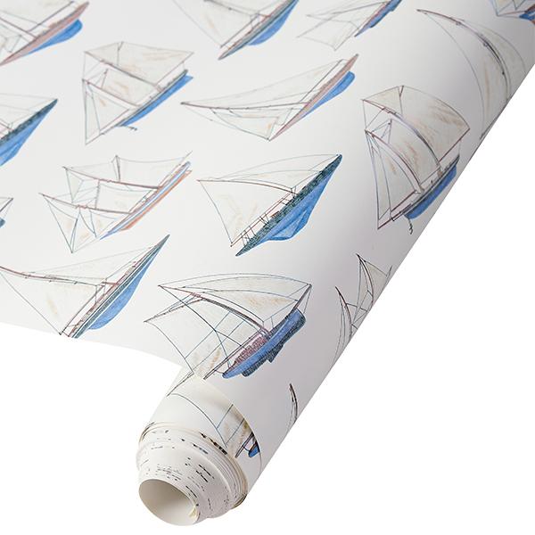 Detail of Boats on Roll of Sailing Wallpaper