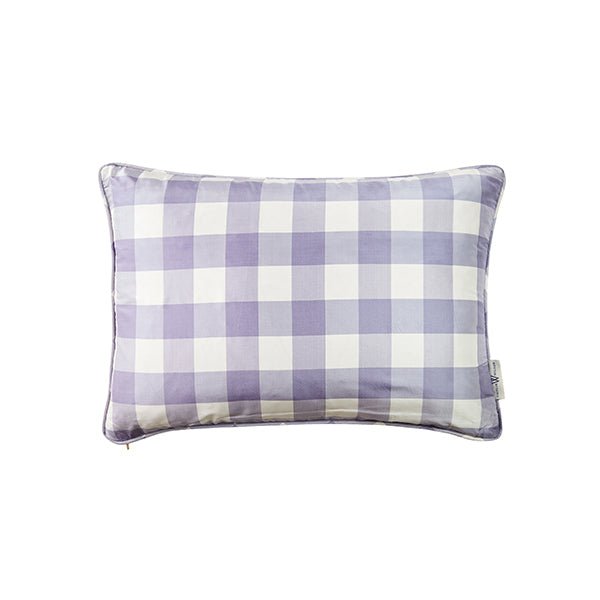 Silk Check Lumbar Pillow in Lilac
