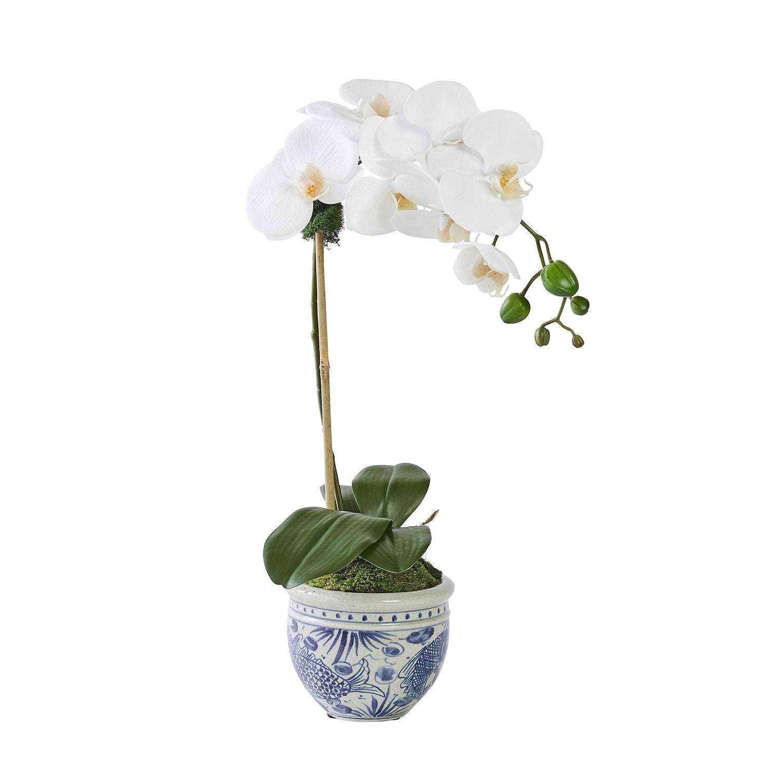 Single White Faux Orchid in Mer Vase