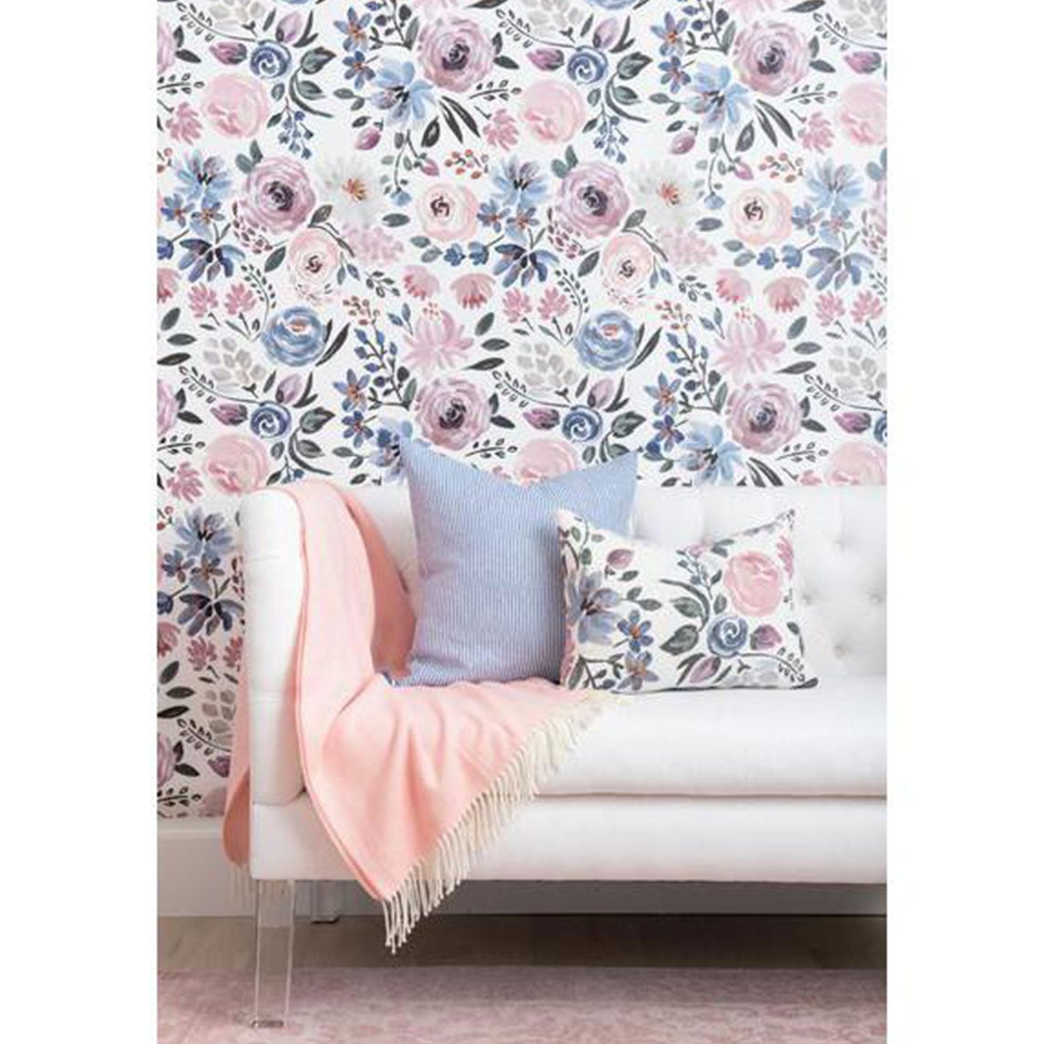 English Garden Hand Painted Wallpaper in Room