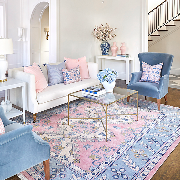 Hibiscus Rug in Living Room