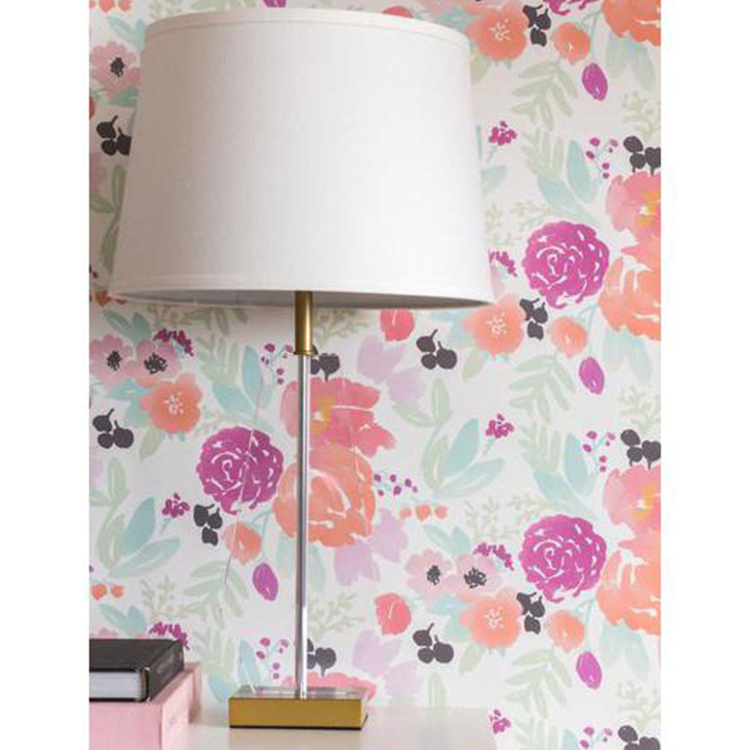 Pastel Blooms Petite in White Floral Wallpaper