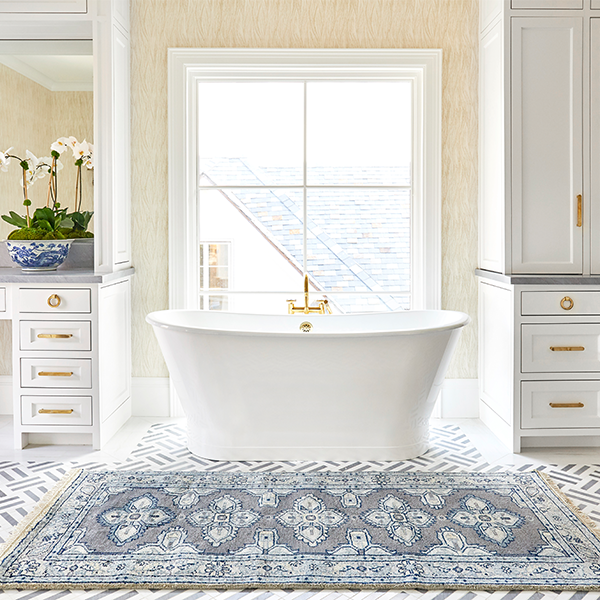 Kismet Area Rug in Steel in Bathroom