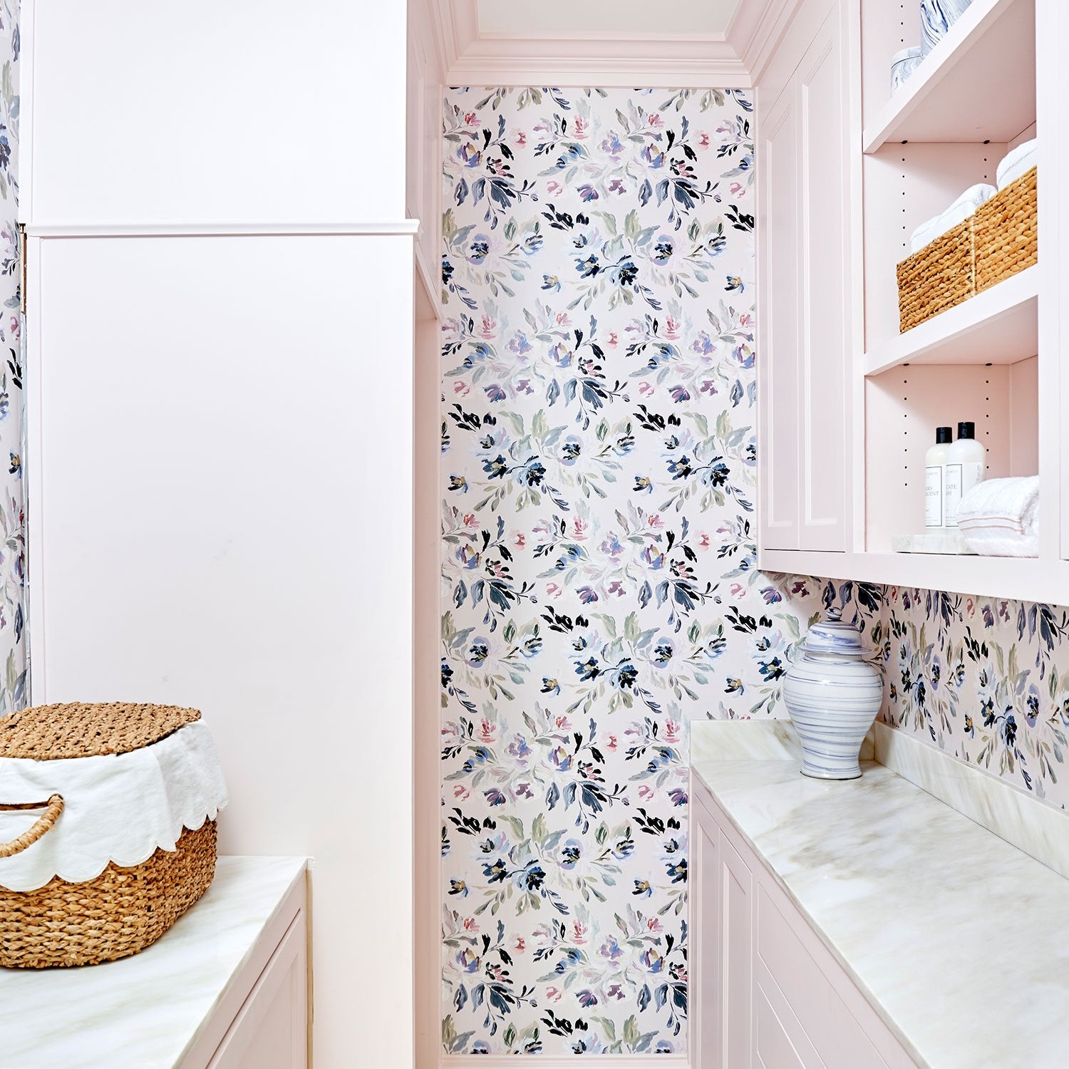 Vienna Floral Wallpaper in Laundry Room
