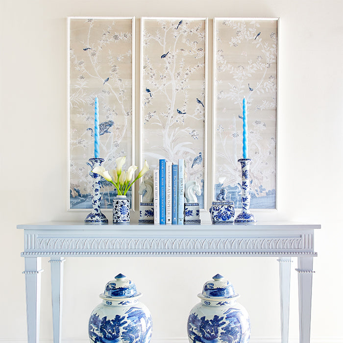 Chinoiserie Gardens in Blush & Blue I