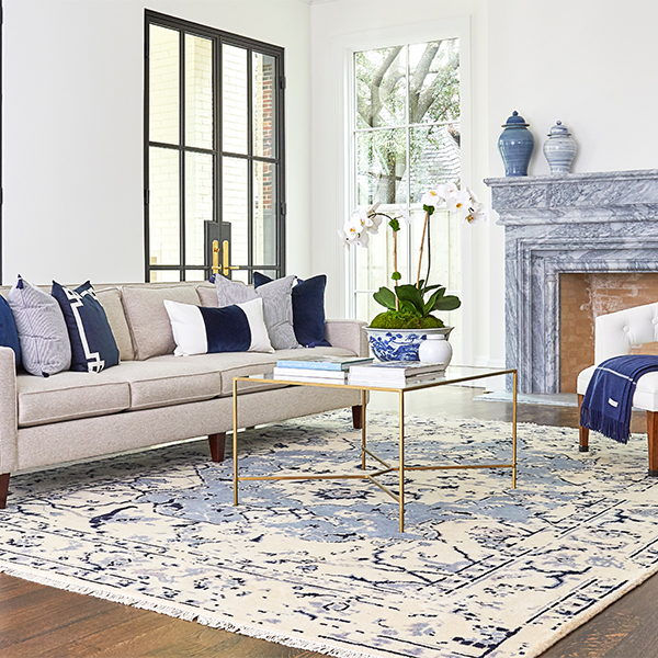 Blue Celine Rug in Living Room