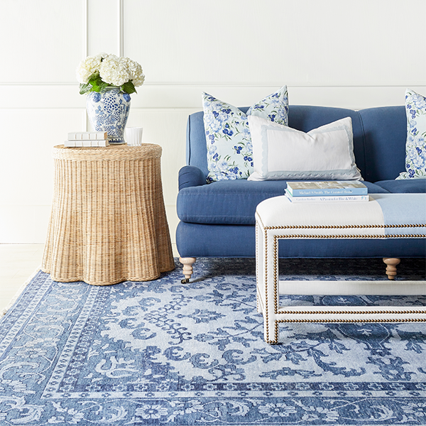 Indigo Simone Rug in Living Room