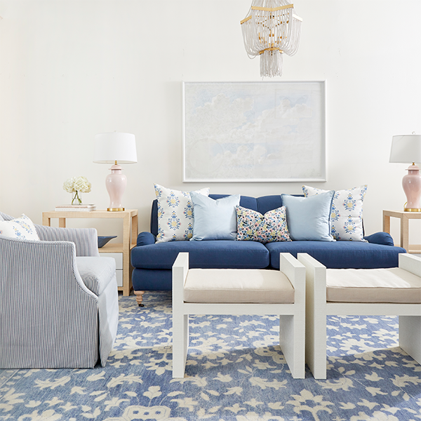 Emma Rug in French Blue in Living Room