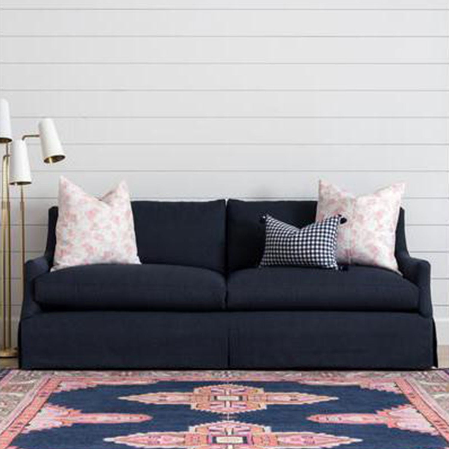 Rowan Sofa in Herringbone Navy in Living Room