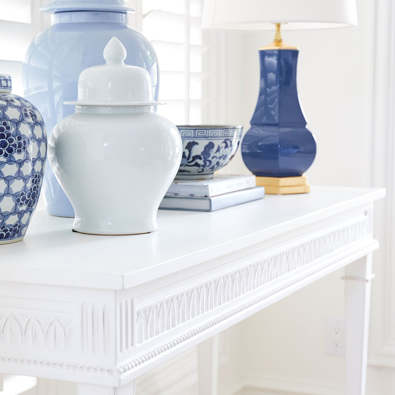 White Camilla Console Table in Living Room