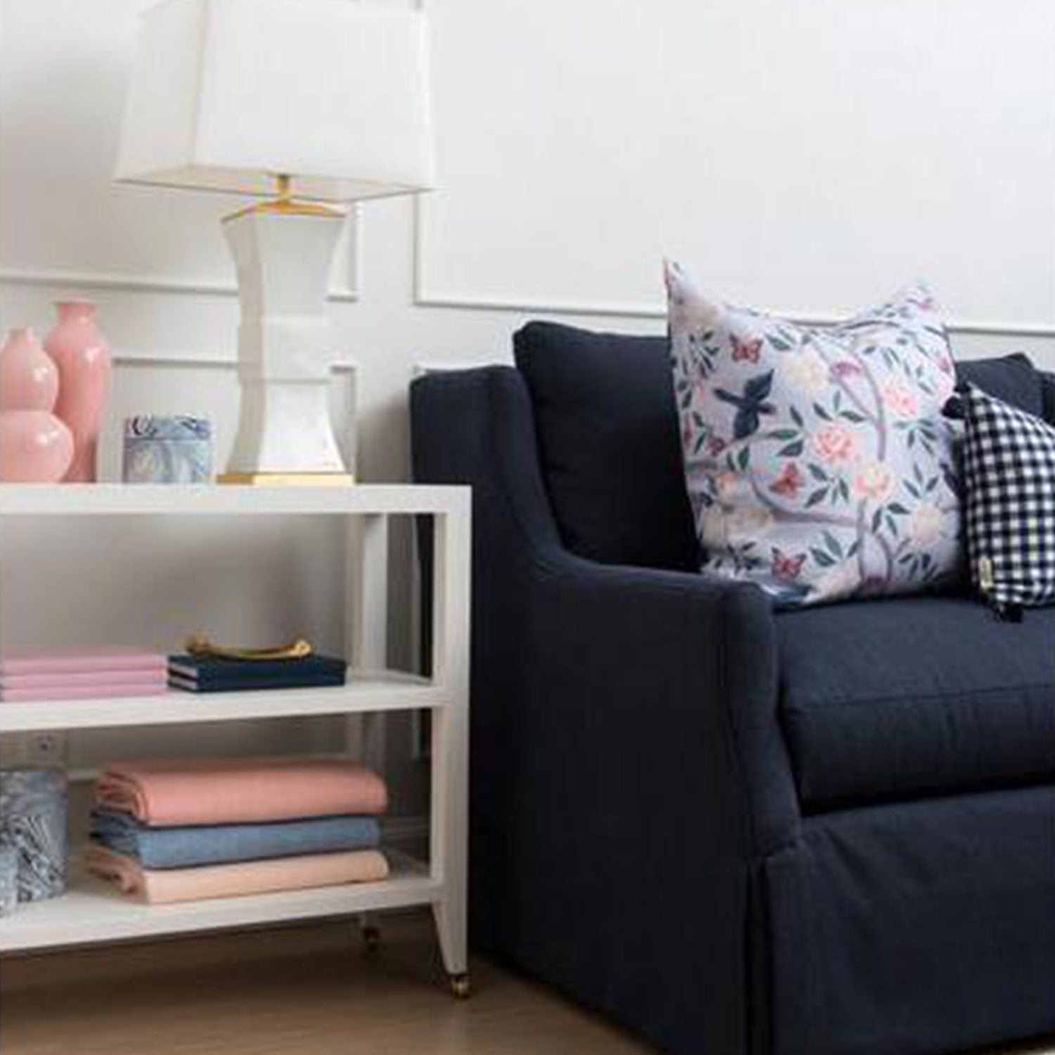 Classic Living Room with Rowan Sofa in Herringbone Navy