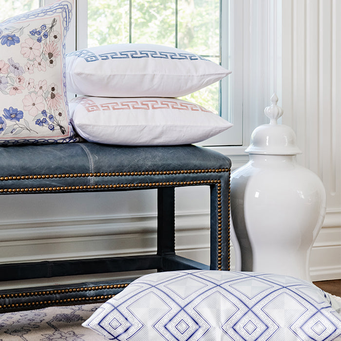 Anna Navy Blue Leather Bench in Room