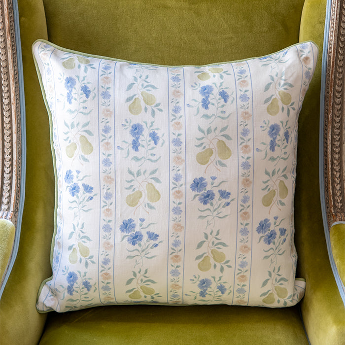 Provence Poiriers Pillow with Citron Piping on Matching Chair