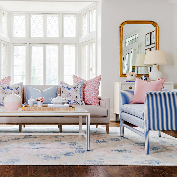 Living Room with Blush Leo Leopard Pillow