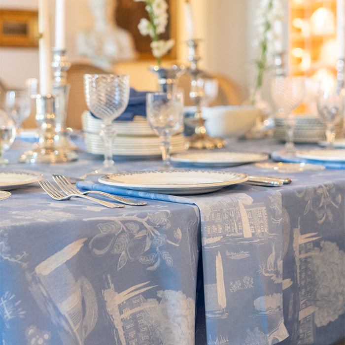 Bluet Provence Toile Tablecloth and Napkins in Classic French Blue