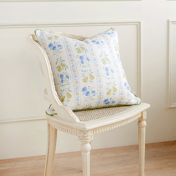 Provence Poiriers Pillow with Citron Piping on Chair